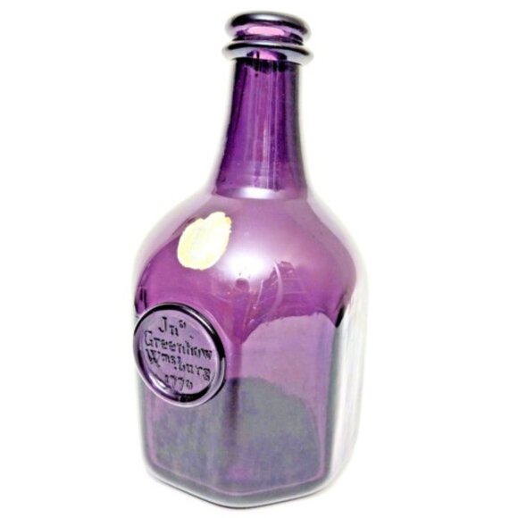 Blenko Handblown Glass Jn o Greenhow Wmsburg 1770 Purple Bottle W/SEAL &… - Picture 2 of 12